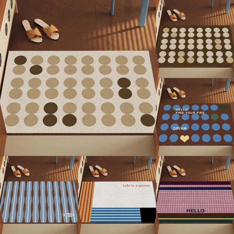 Moderne, minimalistische Seidenring-Bodenmatte für den Hauseingang, Fußmatte, Türmatte, schmutzabweisend, verschleißfest, Fußmatte, rutschfeste Matte Image