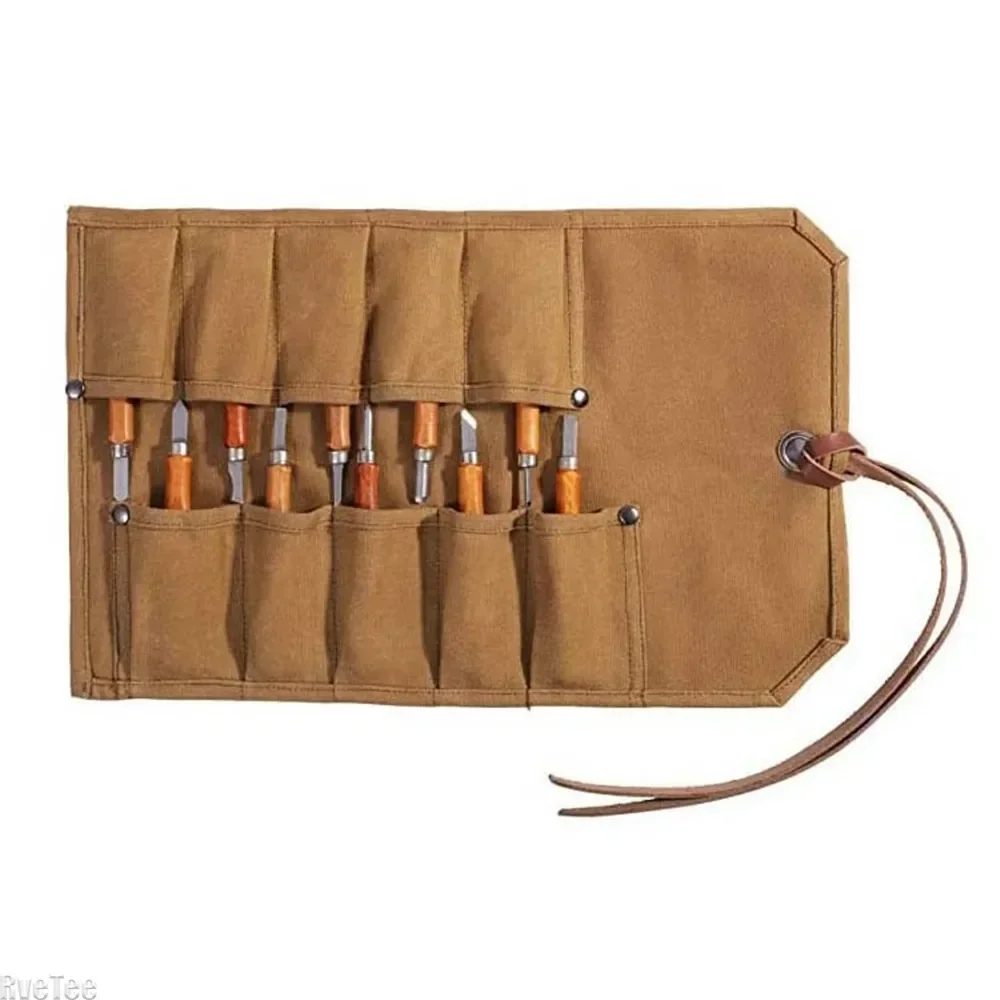 Sac à outils pliable en toile, sac à outils enroulable, sac à outils rétro pour graveur, emballage d'outils de stockage de couteaux