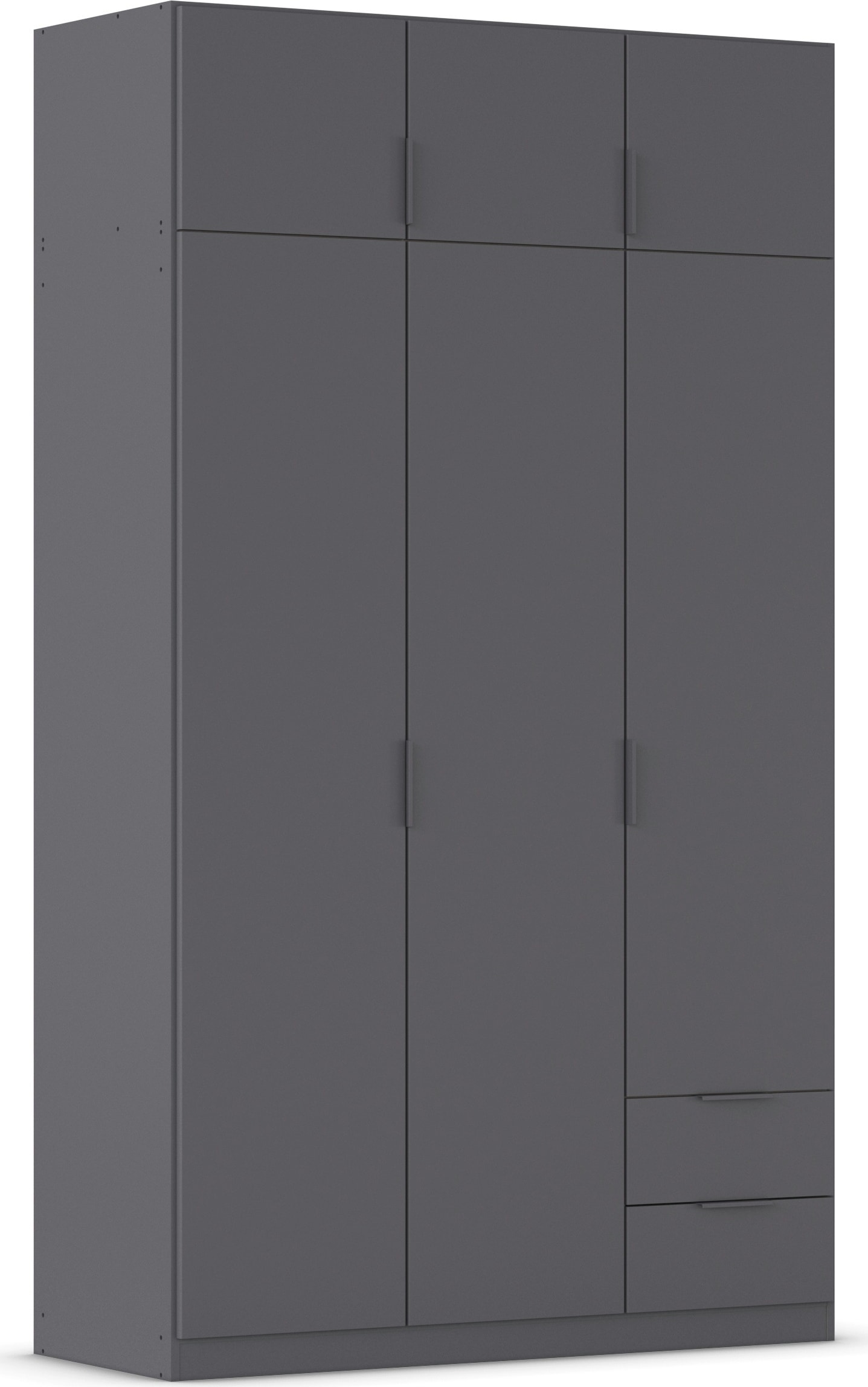 Kleiderschrank RAUCH "Drehtürenschrank Schrank Garderobe Ankleide Schlafzimmer LAGOA", graumetallic, B:136cm H:235cm T:54cm, Holzwerkstoff, Schränke, mit geräumigen Schubladen, optional mit Aufsatz MADE IN GERMANY Image