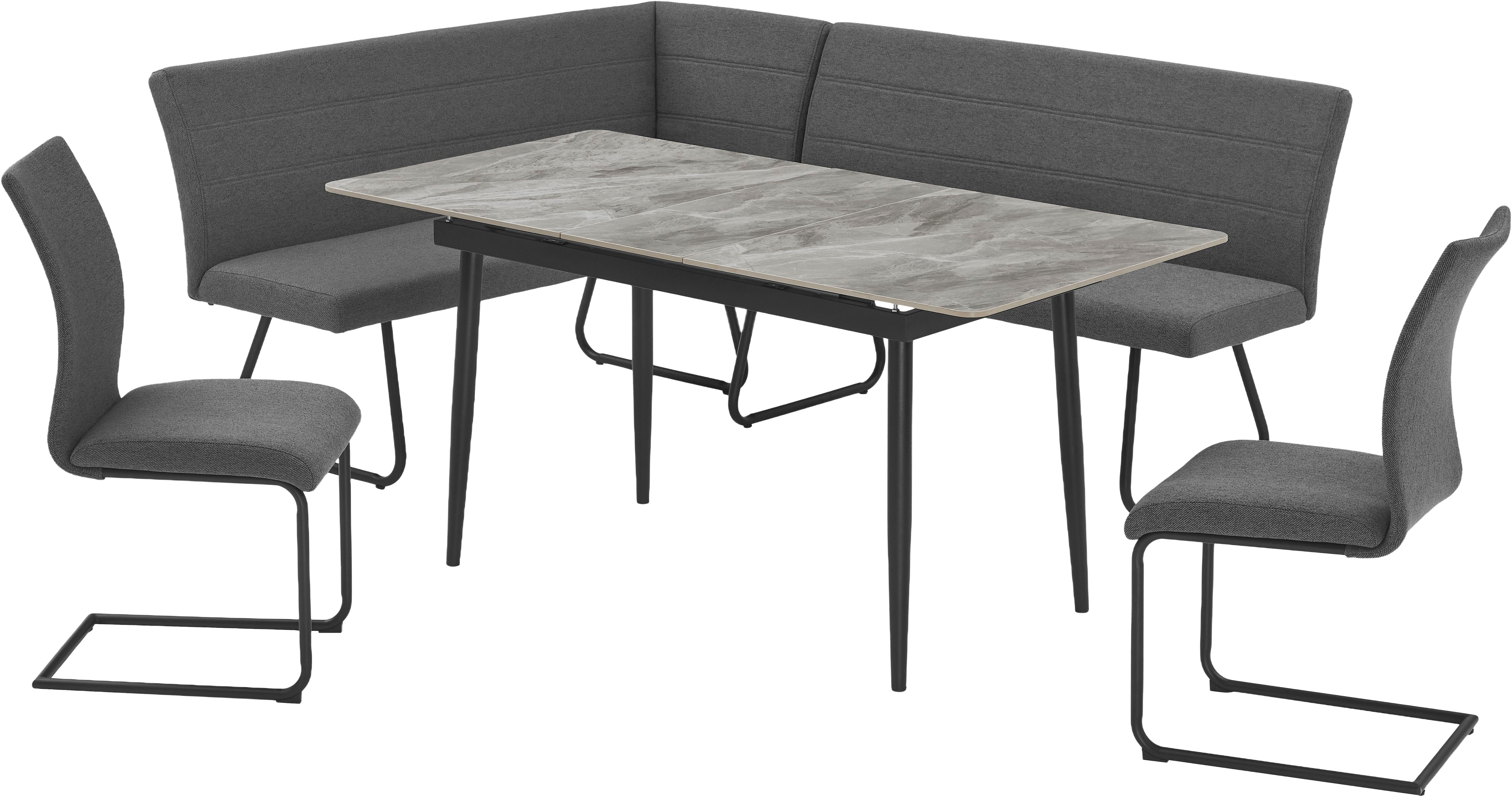 Eckbankgruppe OTTO HOME "Stevian", anthrazite, anthrazite,, Struktur (100% Polyester), Bank Recamiere rechts, FSC-zertifizierter Holzwerkstoff, Keramik, Metall, Polyester, Polywood, Sitzmöbel-Sets, Eckbankgruppe, Holz, Strukturstoffbezug,...