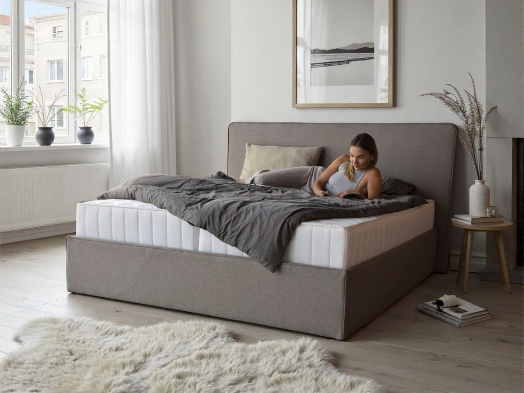 Polsterbett COLLECTION AB "Romo erhältlich in der Breite 180x200cm", taupe, B:202cm H:116cm L:215cm, Betten, 3 Varianten: Rahmen, Lattenrost oder Komplett-Set mit King-Matratze Image
