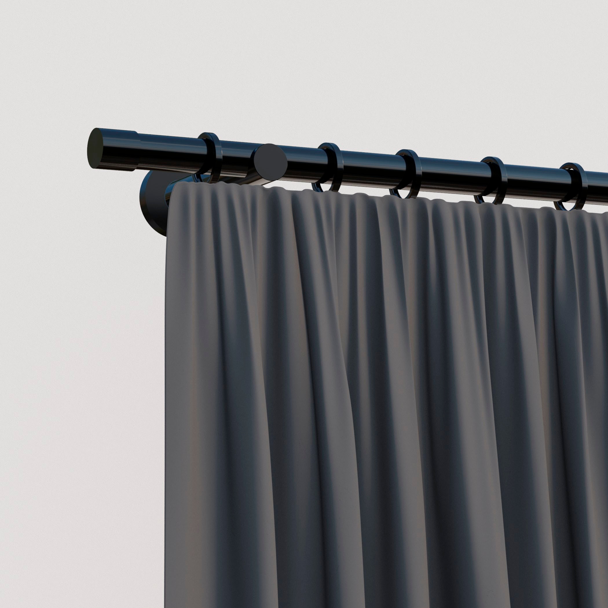 Gardinenstange INDEKO "Linz", schwarz, L:120cm Ø:20mm, Stahl, Gardinenstangen, Komplett-Set inkl. Montagematerial Image
