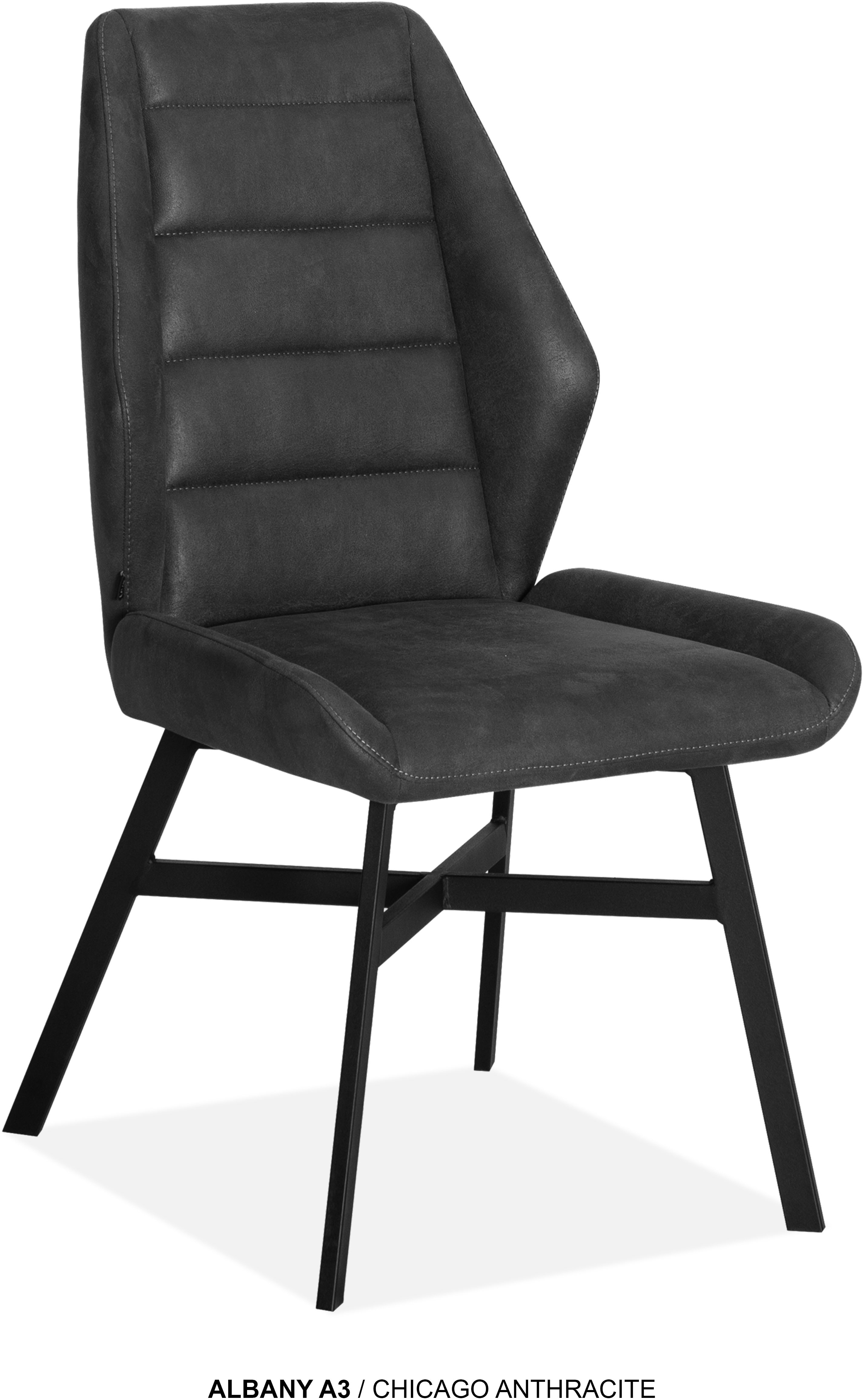 Esszimmerstuhl OMG DESIGN "Albany", anthrazit, schwarz, B:51cm H:96cm T:63,5cm, Polyester, Stühle, Esszimmerstuhl, Esszimmerstuhl, pflegeleichter Bezug