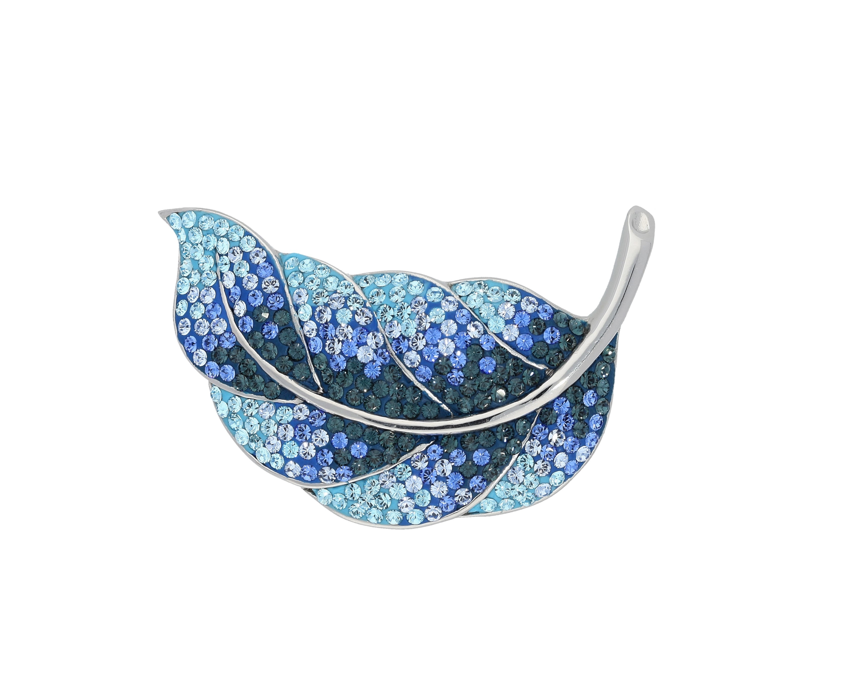 Brosche VIVANCE "Feder", blau, Broschen, Damen, Silber 925 (Sterlingsilber), mit funkelten Swarovski-Steinen Image