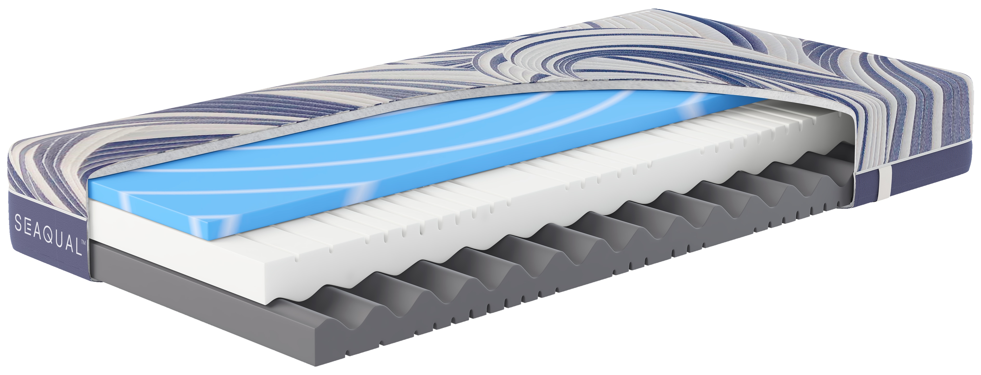 Kaltschaummatratze HN8 SCHLAFSYSTEME "Ocean Clean KS", blau, B:120cm H:21cm L:200cm, Bezug (oben): 100% Polyester. Bezug (unten): 89% Polyester, 11% Polypropylen. Steppfüllung: 100% Polypropylen, Matratzen Image