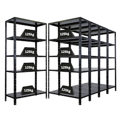 PROREGAL Mega Deal | 5x Schwerlastregal Ares| HxBxT 180x90x40cm | Fachlast 125 kg | Schwarz | Stecksystem Lagerregal Regalsystem 5 Stk. Image