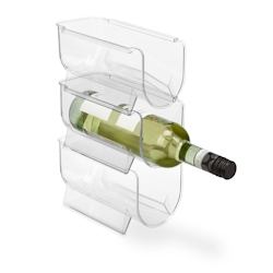 Relaxdays Kühlschrank Organizer Flaschen, 3er Set, stapelbar, Flaschenhalter, HxBxT: 10,5 x 11 x 20,5 cm, transparent Image