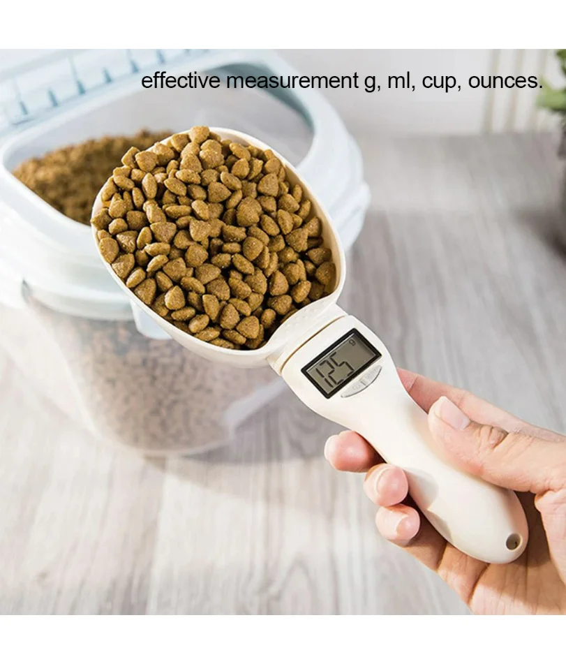 Cuillère à mesurer les aliments pour animaux de compagnie, tasse à mesurer électronique pour aliments pour chiens et chats, cuillère numérique, balance de cuisine avec affichage LED