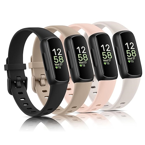 4 Packung Smartwatch-Band Kompatibel mit Fitbit Inspire 3 Silikon Smartwatch Gurt Damen Herren Sportarmband Ersatz Armband Image