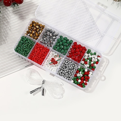 Weihnachtsperlen zur Schmuckherstellung, Charms, Tonperlen zur Herstellung von Armbändern und Halsketten, DIY-Bastelarbeiten, Weihnachts-Glasperlen, Polymer-Ton-Set, handgefertigtes Schmuckzubehör, Image