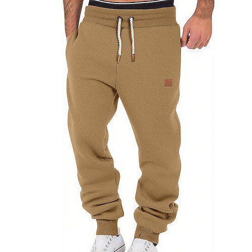 Herren Jogginghose Jogginghose Jogger Fleecehose Hose Kordelzug Elastischer Bund Einfach Feuchtigkeitsableitend Atmungsaktiv Volle Länge Sport im Freien Lässig Täglich Mode Streetwear Schwarz Wein Image