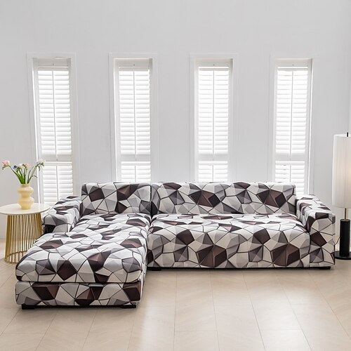 Bedruckter Sofabezug, elastischer Sofabezug in L-Form, Möbelschutz für Schlafzimmer, Büro, Wohnzimmer, Wohnkultur Image