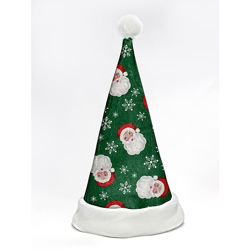 Rote Weihnachtsmütze für Damen mit weißem Kunstpelzbesatz und Schneeflockenmuster, weiche Plüschmütze für Winterpartys, Familienfeiern und Weihnachtsfeiern Image