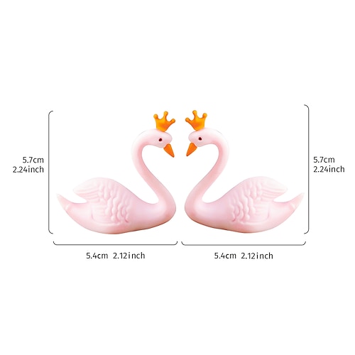 2 Stück einfaches Schwanenpaar, dekorative kleine Ornamente, schwanenförmige Schreibtisch-Dekoration, geeignet für Festival-Schreibtischdekoration und Garten-Topfpflanzen-Landschaftsdekoration