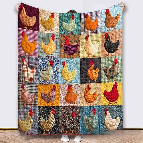 gemütliche Vintage Hahn karierte Decke weich, leicht Bauernhaus-Charme für alle Jahreszeiten, perfektes Geschenk Alltagskomfort Image
