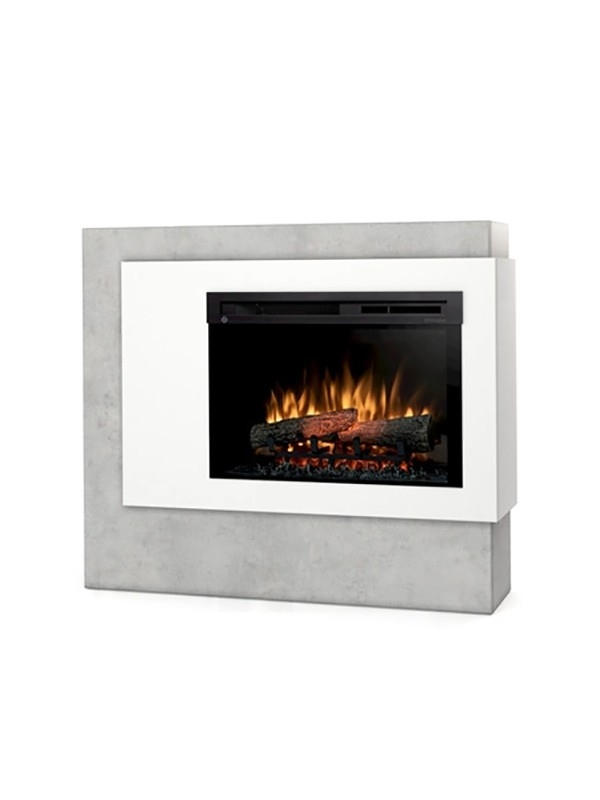 OutInFire Freistehender elektrischer LED-Kamin, Weiß/Zement - PULMARI Image