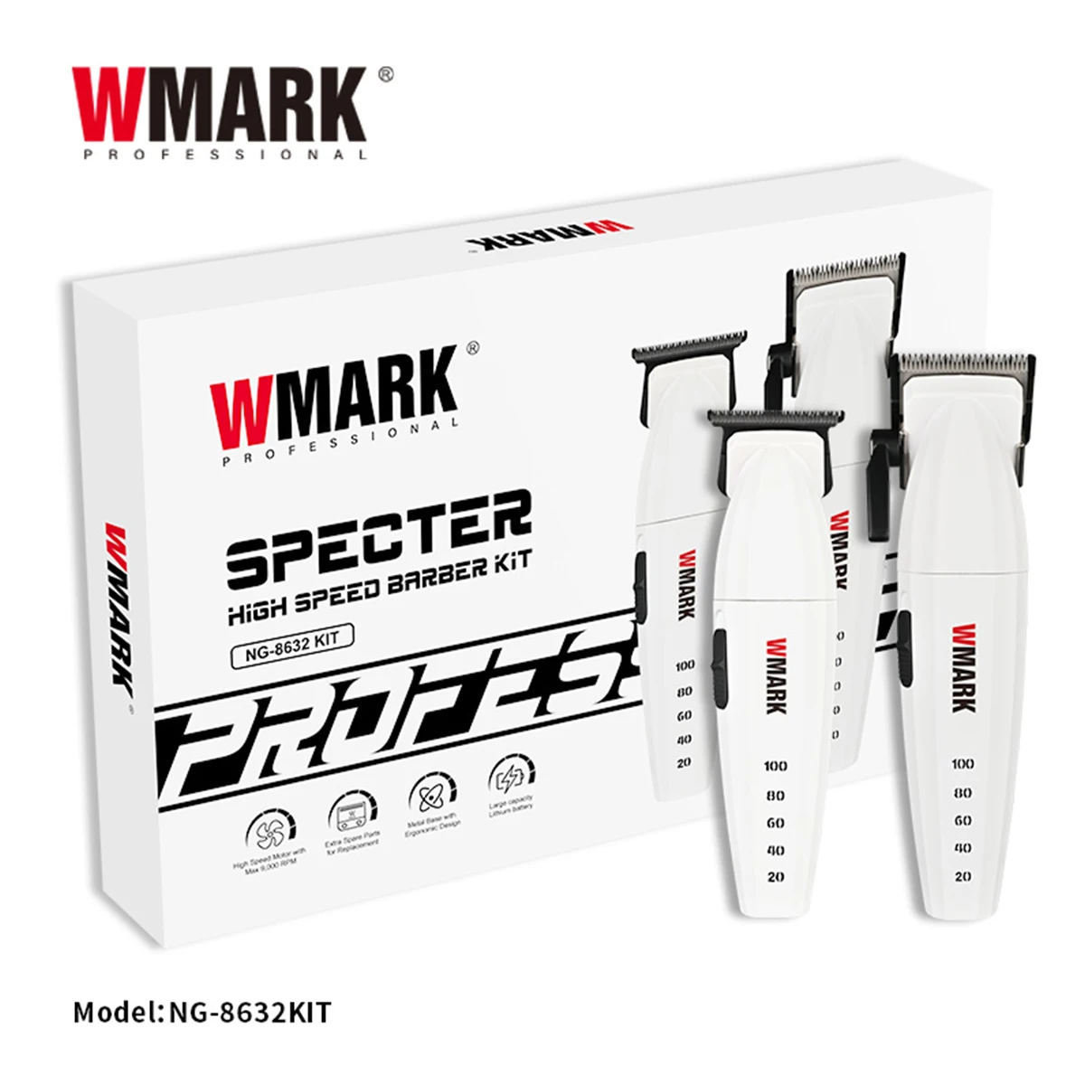 WMARK NG-8632 Professionelles Haarschneideset für Männer, DLC-Klinge, Vollmetall, 9000 U/min, 10 W, Friseur-Haarschneidemaschine, 2038 W, 325 W Image