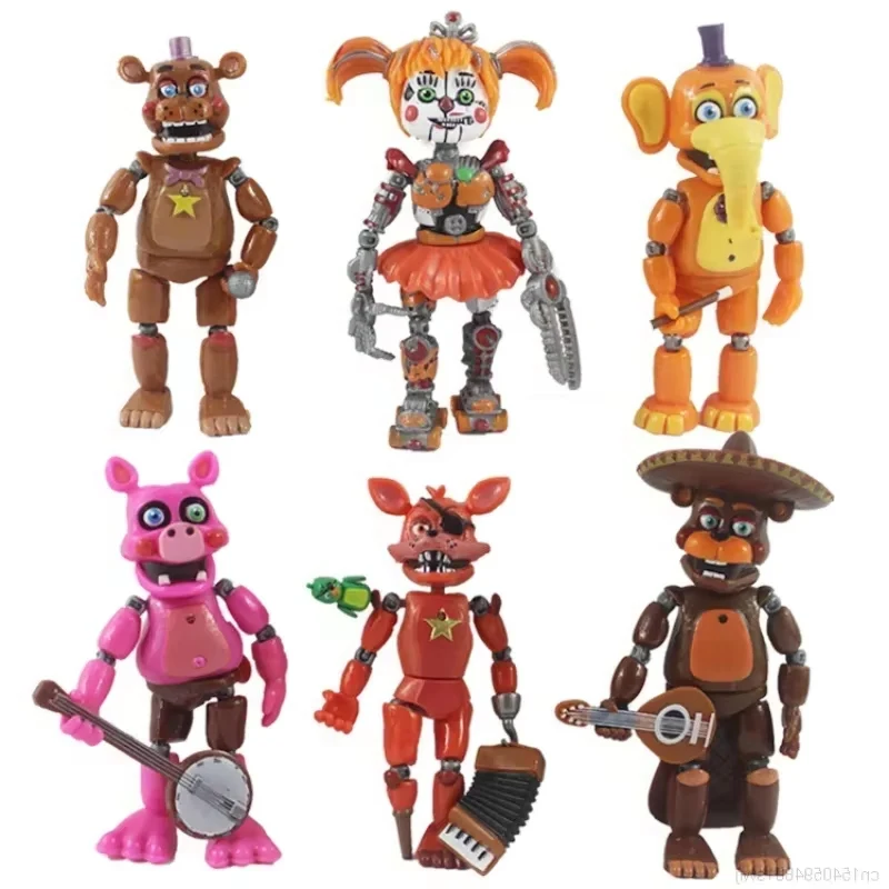 6 Stück FNAF Figuren Freddy Bonnie Foxy Fazbear Bär Fünf Nächte PVC Modell Actionfiguren Spielzeug für Kinder Geburtstagsgeschenk Image