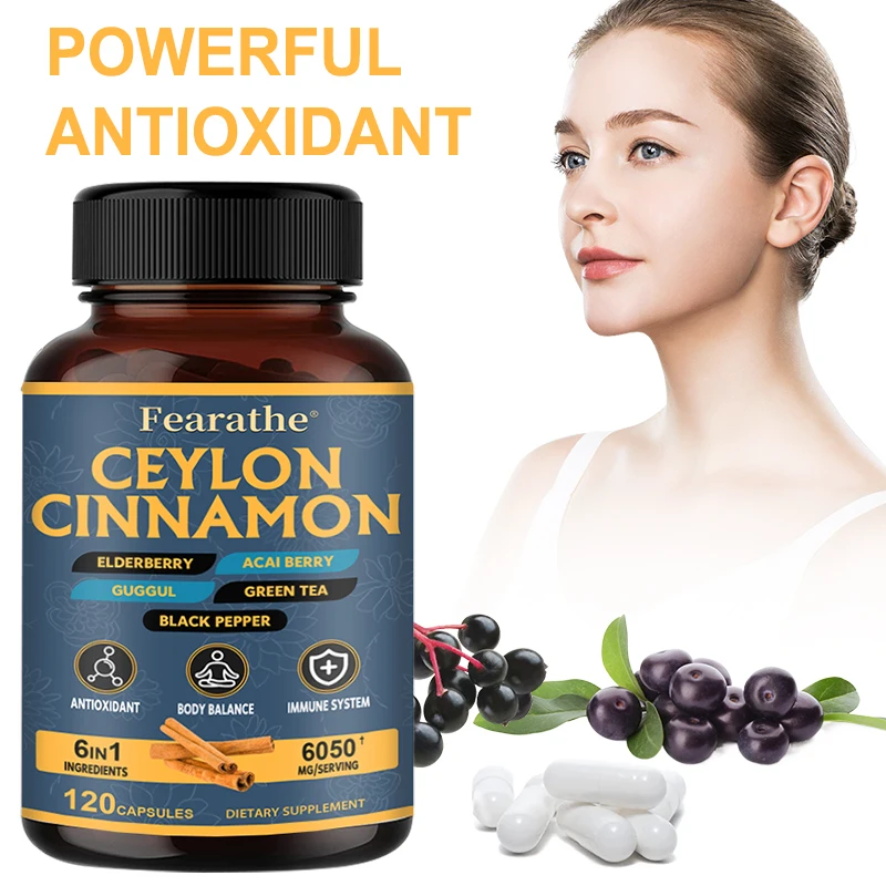 Ceylon Cinnamon Capsules, 6-in-1 Natural Ingredients, 6050 Mg, Supports Balance, Immune System Health, Antioxidant