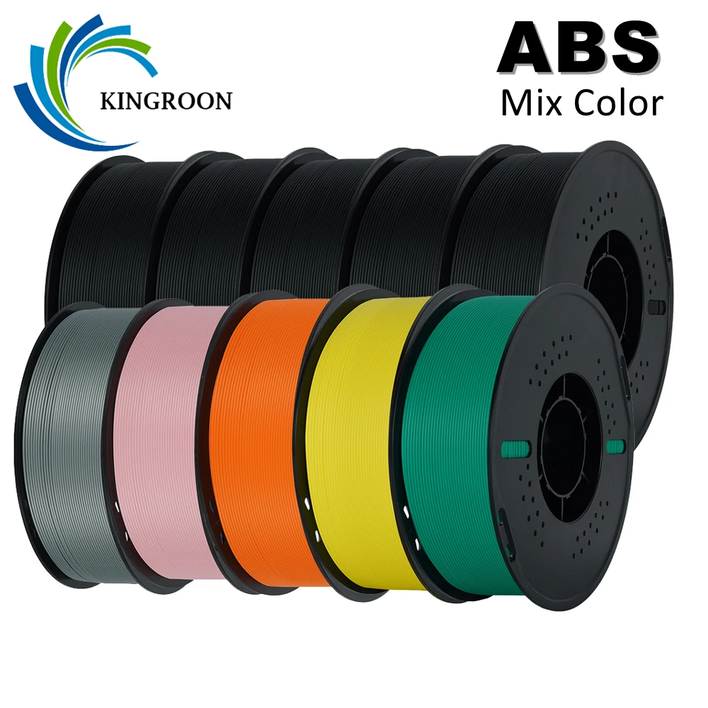 KINGROON Standard ABS Filament 1,75mm 5KG Schwarz Mischfarbe Hochfestes 3D-Drucker-Verbrauchsmaterial 1kg/Spule ABS-Kunststoff Neu Image