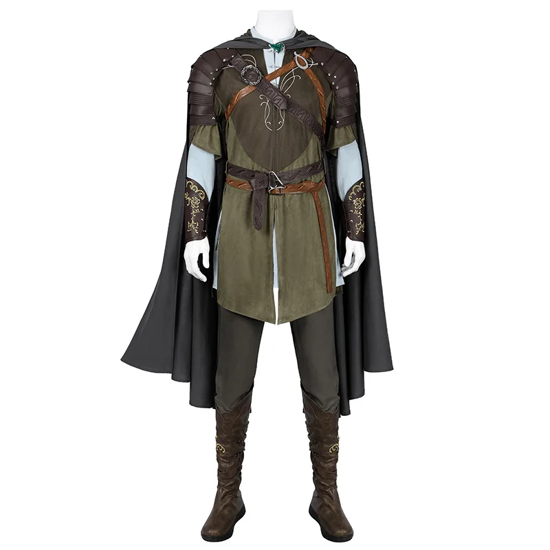 Ringe König Aragorn Cosplay Kostüm Top Hosen Umhang Zubehör Outfit Komplettes Set Halloween Strider Estel Thorongil Kostüm Image