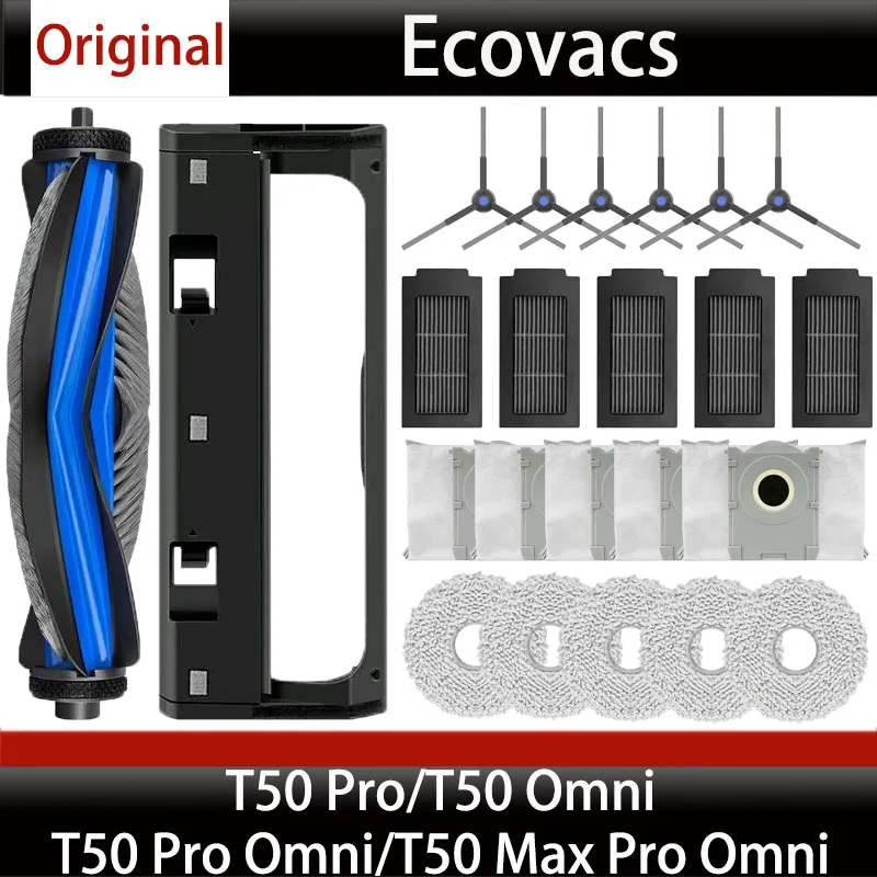 Original Ecovacs T50 Omni Staubsaugerzubehör, T50 Pro Omni Staubbeutel, Seitenbürsten, Mopps und Reinigungsflüssigkeit-Verbrauchsmaterialien Image