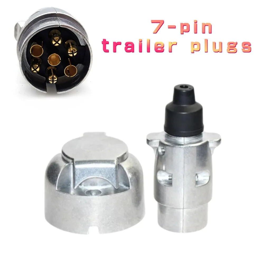 7 Pin Aluminium Legierung Stecker Anhänger Lkw Abschleppen Elektrik 12 V Stecker EU Stecker Wasserdichte Stecker Buchse Adapter Schützen Image