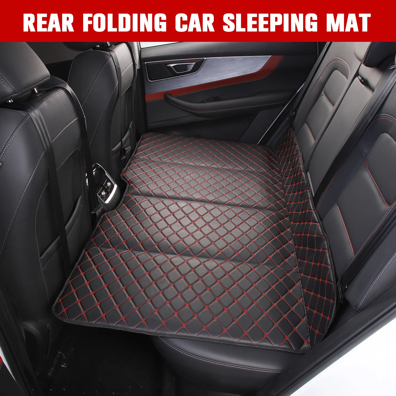 Car Mattress PU Leather Portable Back Seat Travel Mattress Non-Inflatable Car Back Seat Folding Bed Mattress for Sedan SUV Truck