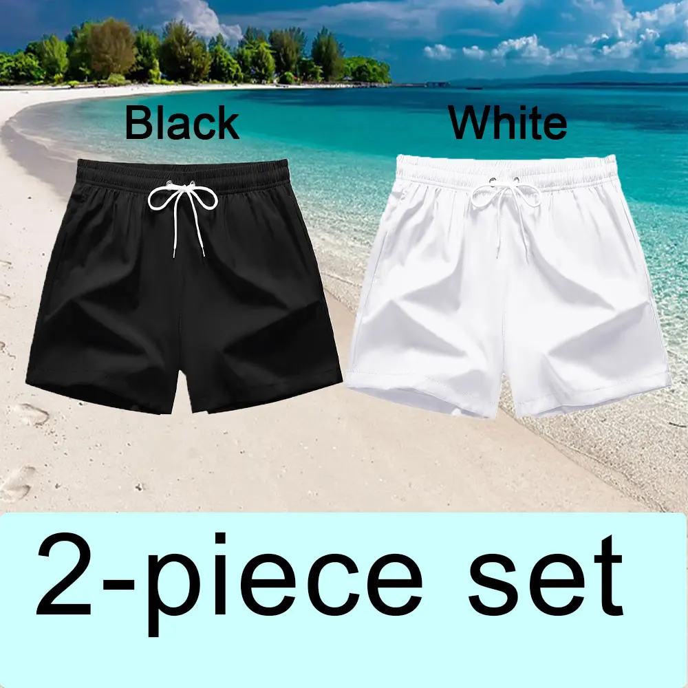 Herren-Badeshorts, Badehose, schnell trocknend, Boardshorts, Badeanzug, atmungsaktiv, Kordelzug mit Taschen, zum Surfen, Strand, Sommer Image