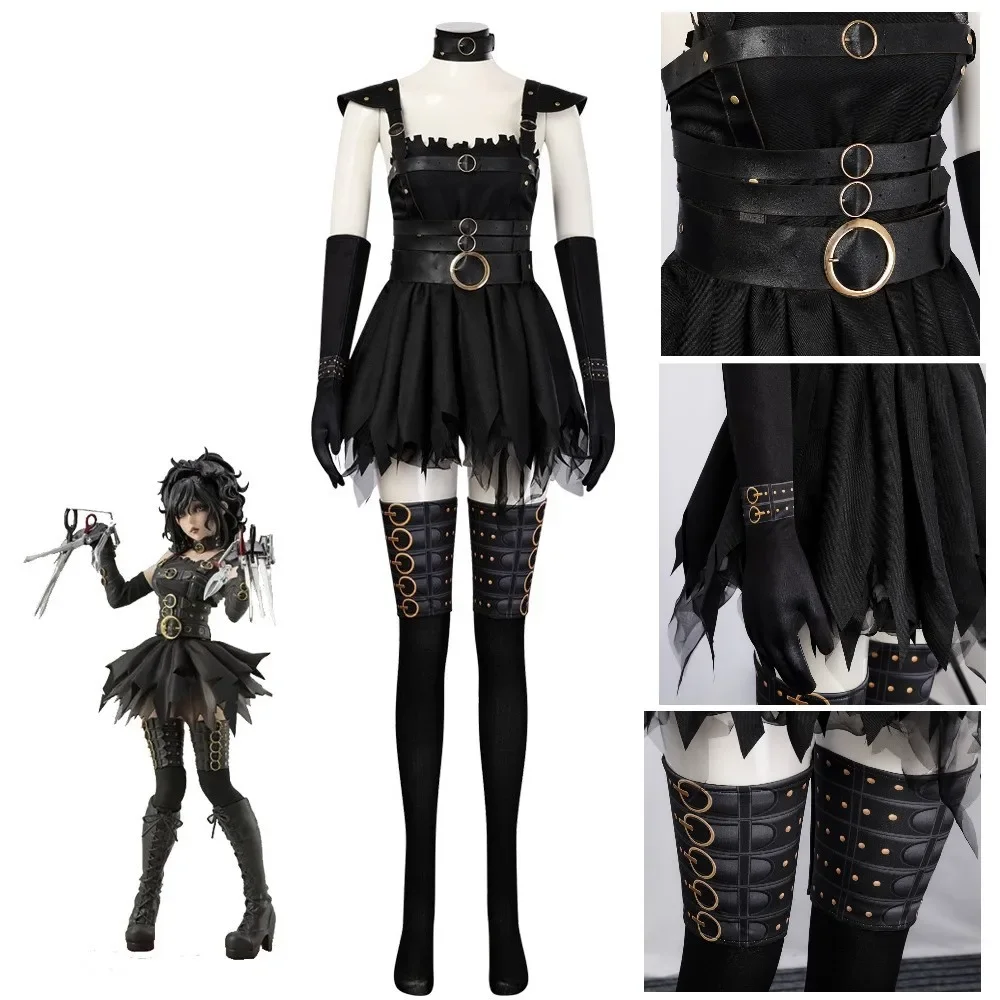 2025 neue Rollenspiel-Outfit-Film Edward mit den Scherenhänden Cosplay-Kostüme für Erwachsene Frauen Halloween Weihnachten Karneval Anzug Image