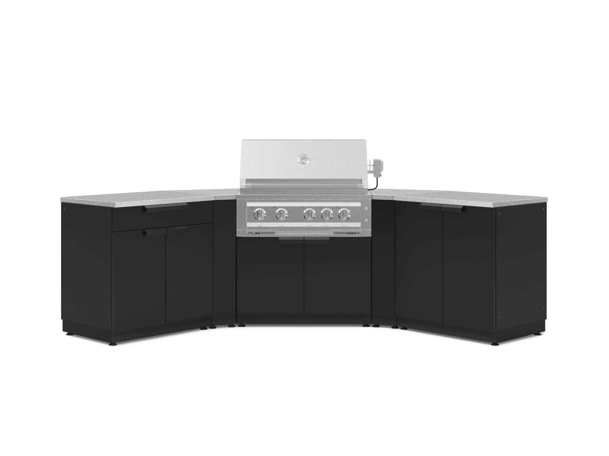 NewAge Outdoor Kitchens Stainless-Steel 7-Piece Cabinet Set with 2 Door, Bar, Corner, Grill Cabinet, Platinum Grill, and Countertops