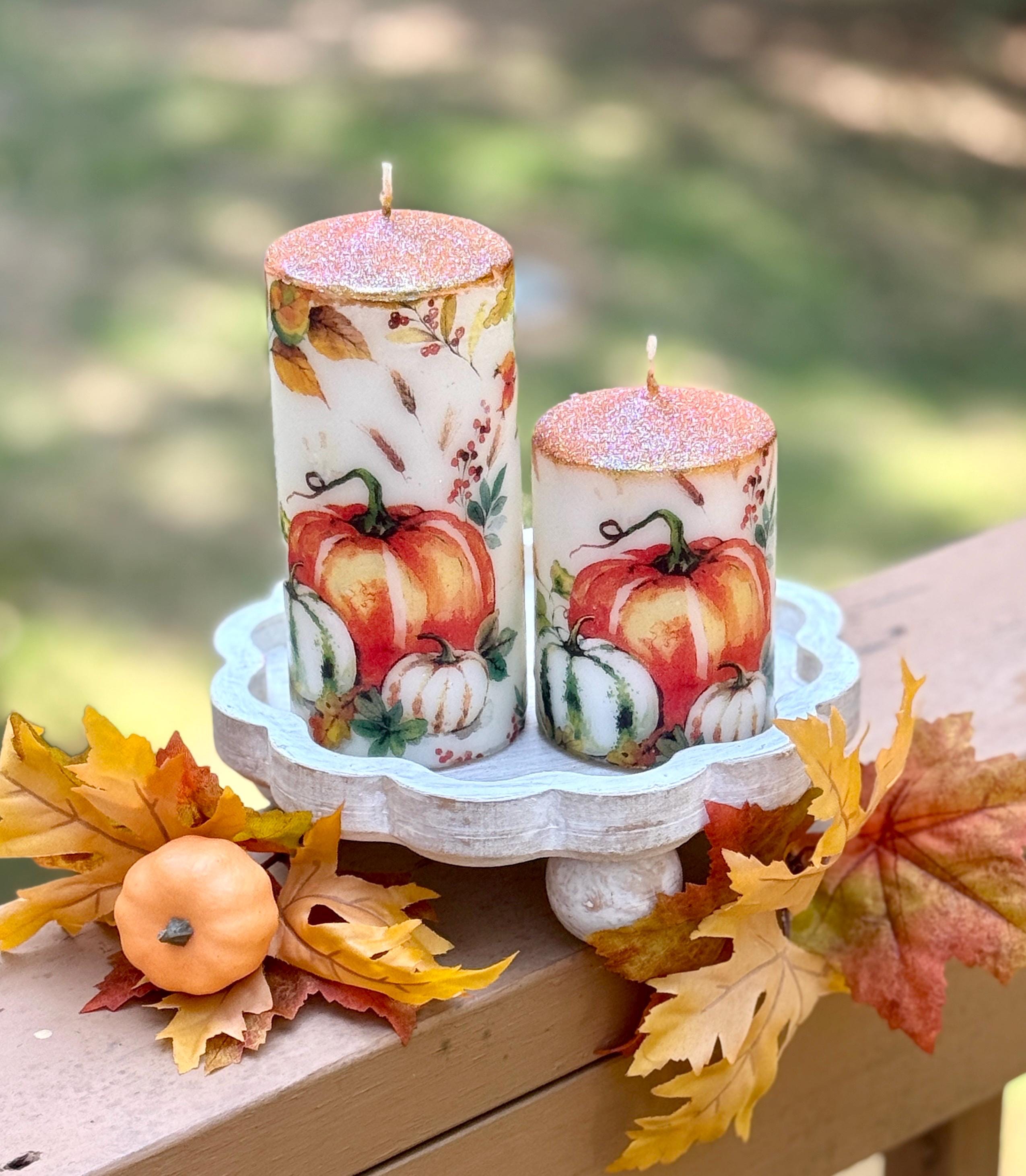 Candele di zucca, candele autunnali, candele artigianali, candele di zucca autunnali, candele del Ringraziamento, decorazioni autunnali, candele autun