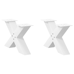 vidaXL Couchtischbeine X-Form 2 Stk. Weiß 60x(30-31) cm Stahl Image