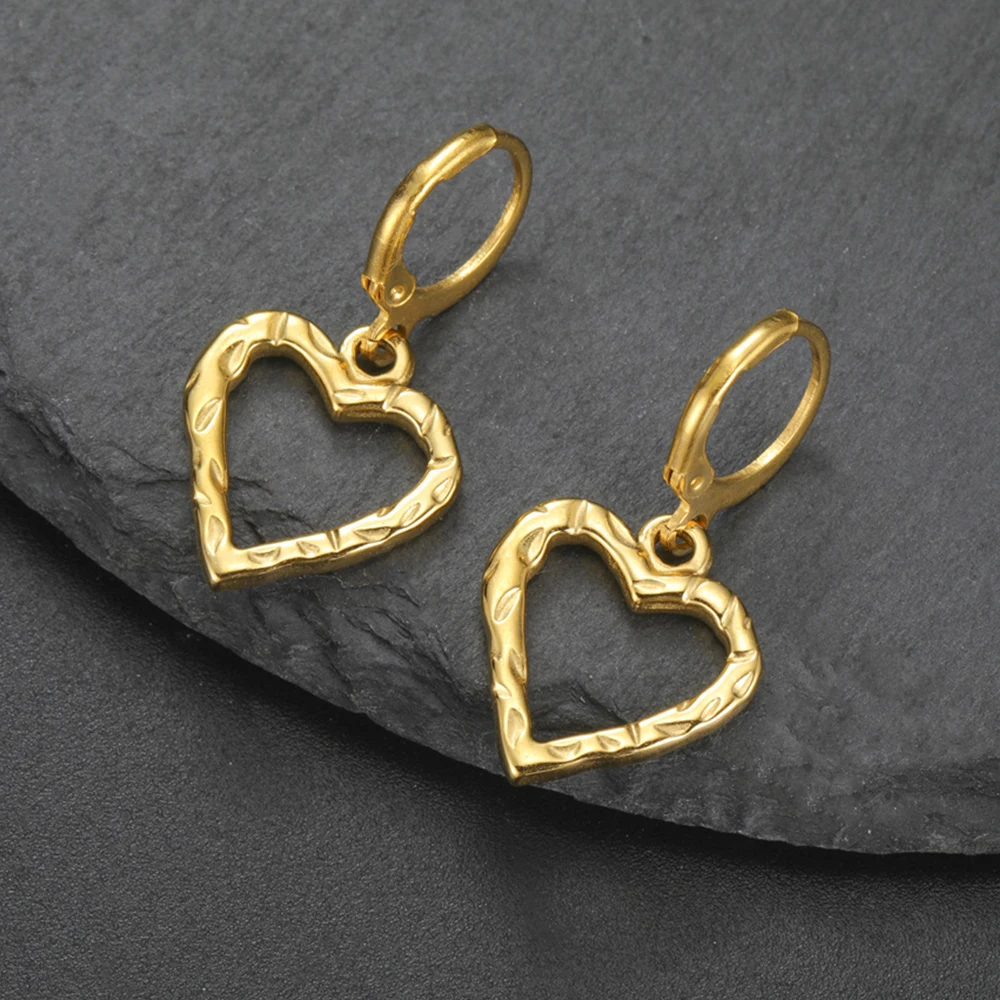 My Shape Herz Ohrringe Edelstahl Frauen Vintage Gold Farbe Liebe Herz Tropfen Creolen Hochzeit Valentinstag Schmuck Geschenke