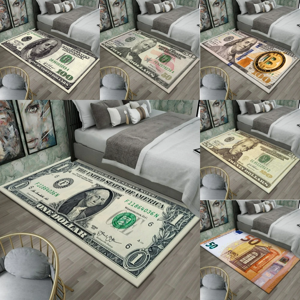Playful Euro Dollar Pattern Carpet Bedroom Bedside Soft Rug Living Room Sofa Rug HOME Decor Kitchen Coffee Table Mat Welcome Rug