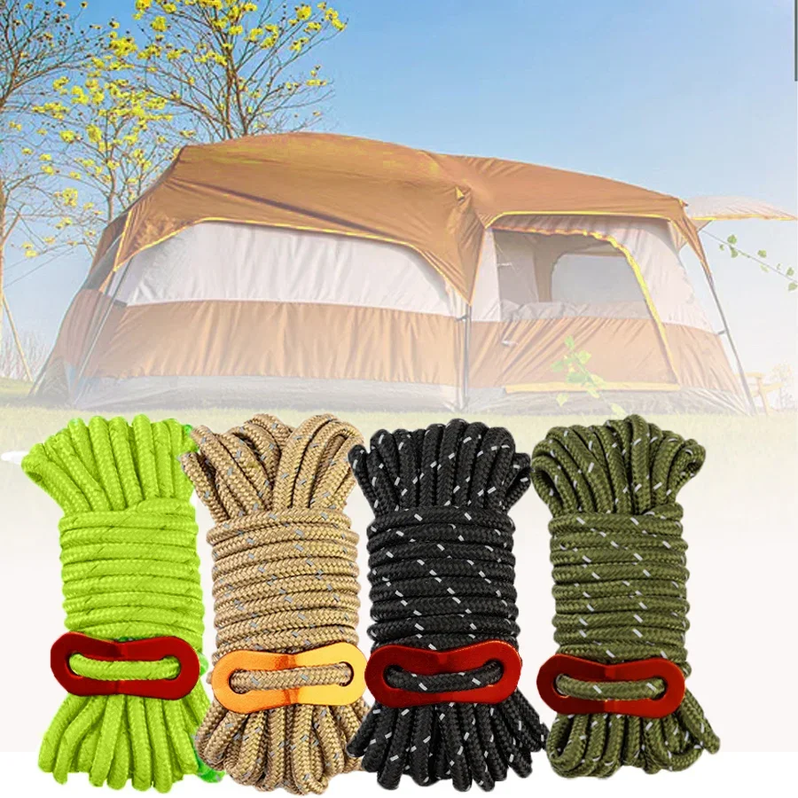 4 stücke Camping Seil Reflektierende Outdoor Einstellbare Tragbare Nylon Zelt Sicher Befestigt Wandern Rucksack Wasserdichte Tuch Baldachin Image