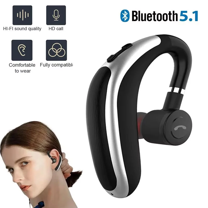 Business Kopfhörer Bluetooth 5,1 Ohrbügel Drahtlose Kopfhörer Freisprecheinrichtung Autogespräche In-Ear HiFI Musik Headset mit Mikrofon für Samsung Image