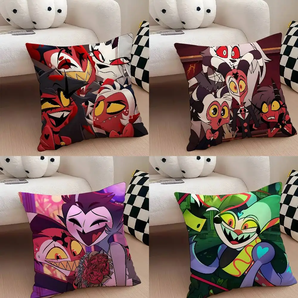 Niedlicher A-Helluva Boss-H-Kissenbezug, weicher, niedlicher Überwurf-Kissenbezug für Auto, Sofa, Kissenbezug, Polyester mit Reißverschluss Image