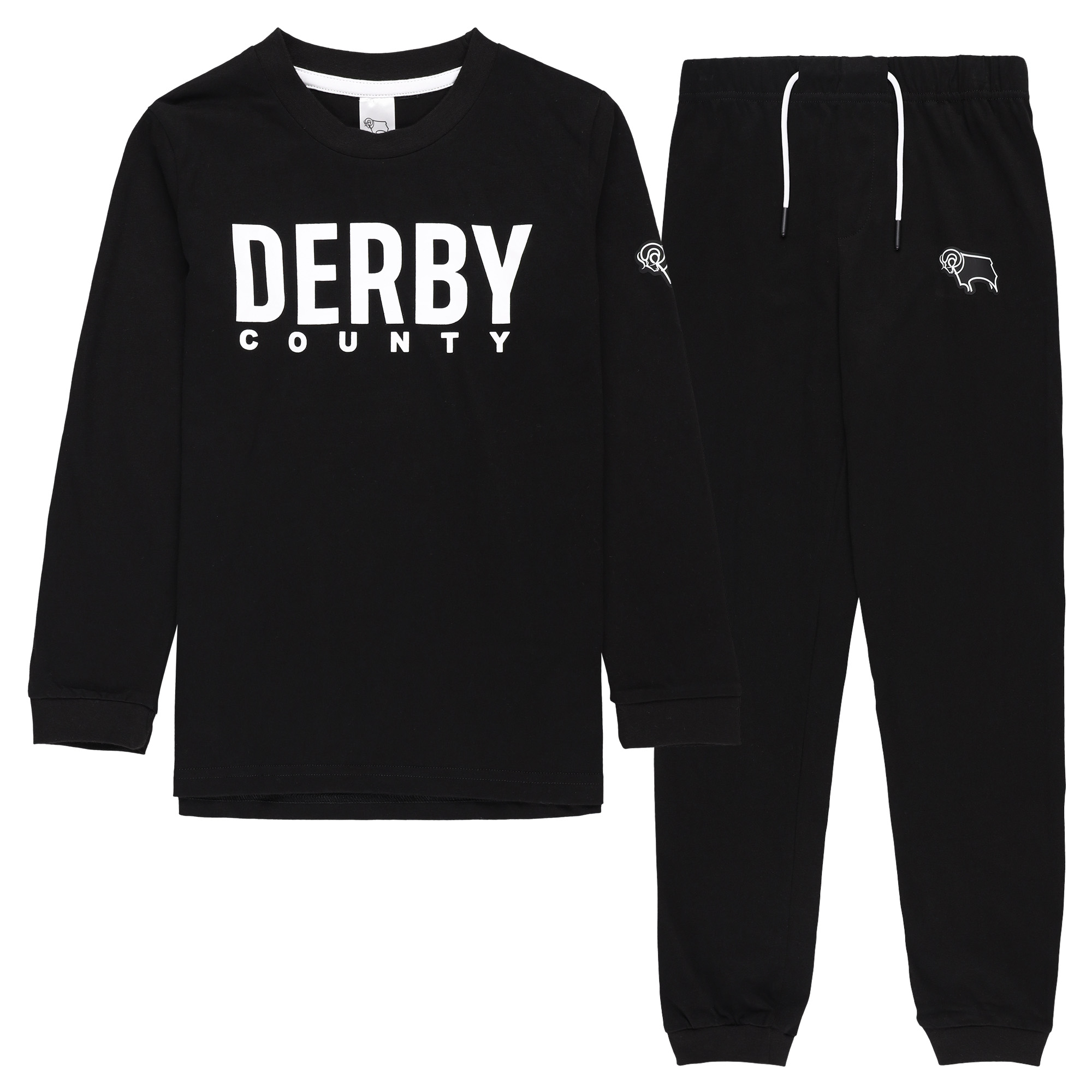 Derby County Langer Pyjama – Schwarz – Jungen Image