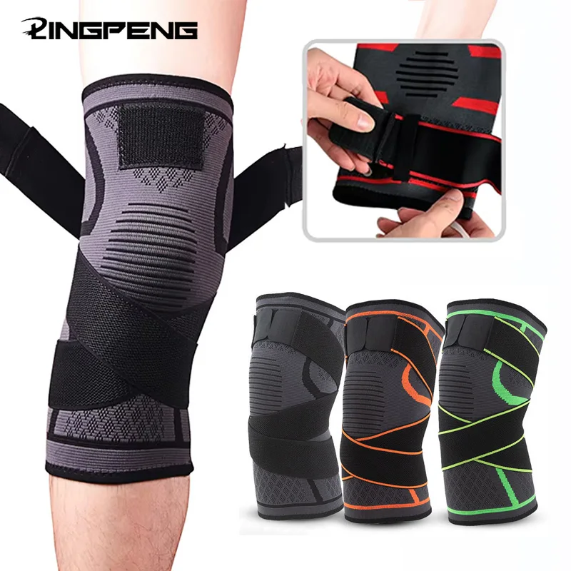 1 Stück Kniestützen mit Riemen für Knie, Knie-Kompressionsmanschettenunterstützung für Männer und Frauen, Training, Basketball, Fußball Image