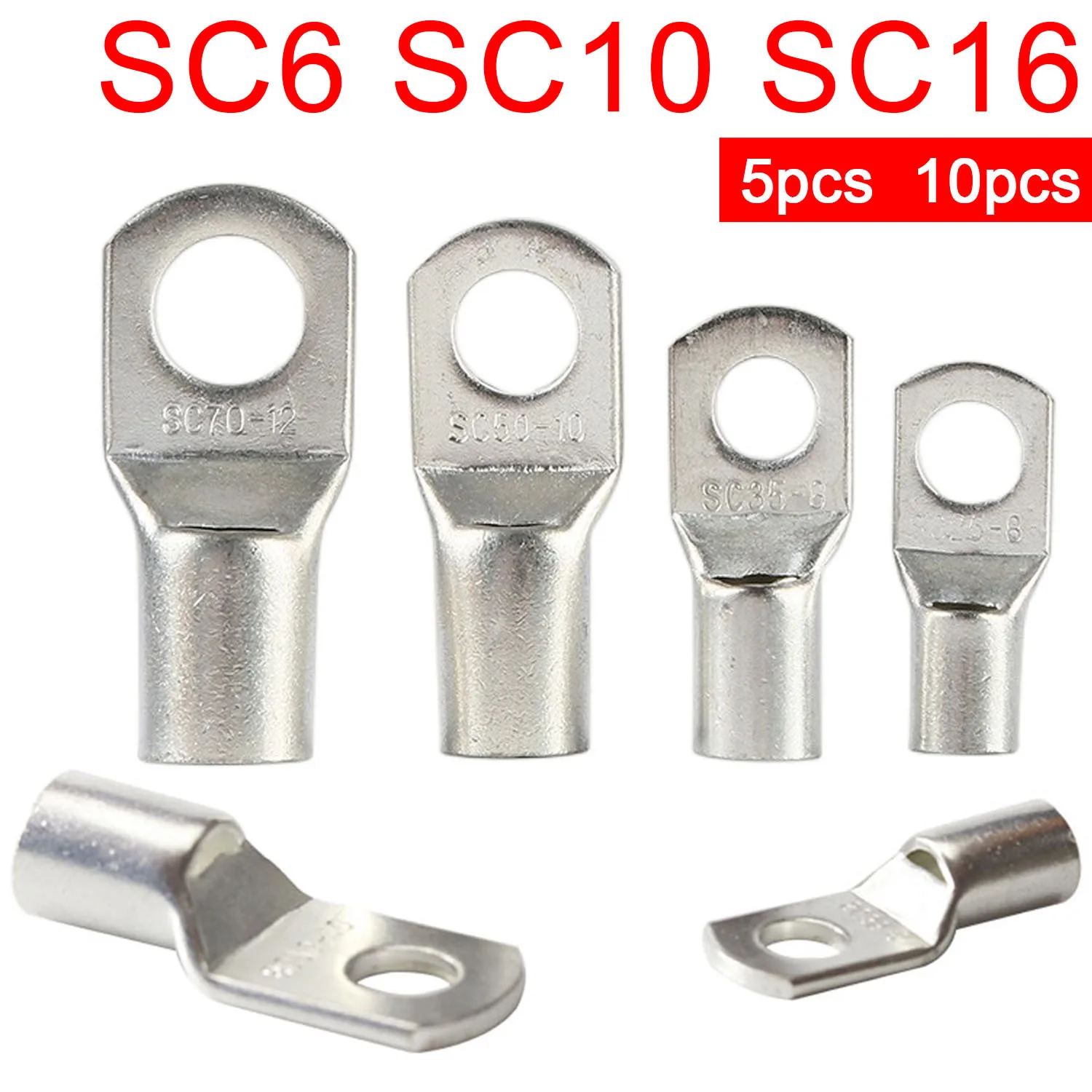 5/10 stücke Terminal Crimp SC6 SC10 SC16 SC Draht Nase Lugs Ring Batterie Kabel Bolzen Loch Stecker Lugs schraube M5 M6 M8 M10 M12 Image
