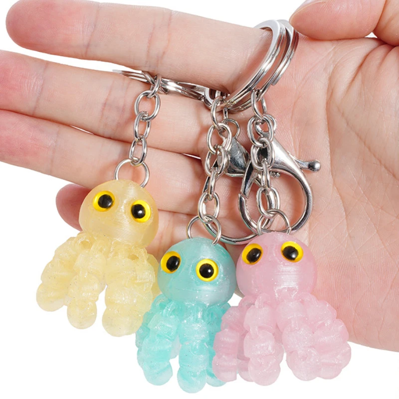 3D-Druck Octopus Schlüsselanhänger Mehrgelenkiges bewegliches Simulationsauge für Schlüsselanhänger Zubehör Kinder Geschenk Schlüsselanhänger Niedlicher Auto-Schlüsselanhänger Image