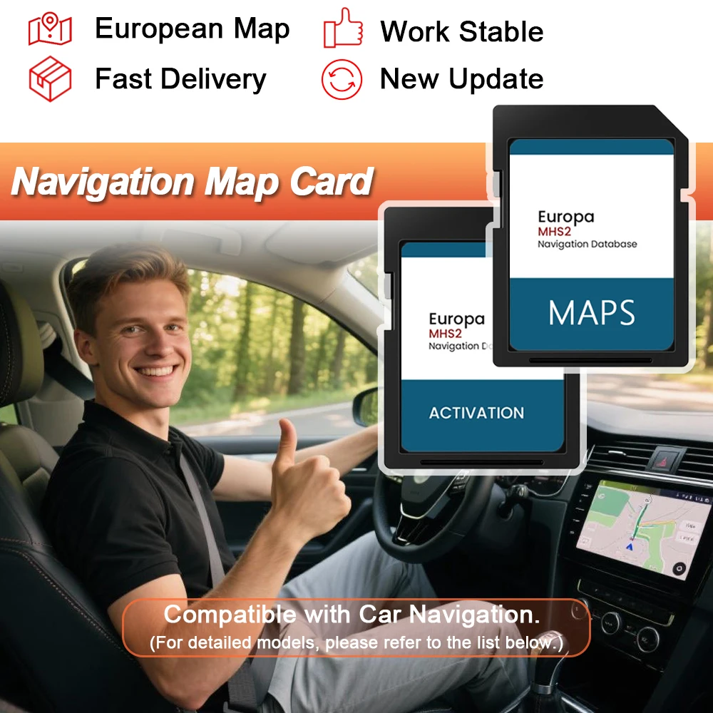Für Audi A3/A4/A5/Q2/Q3/Q5 MMI MHS2 Auto GPS Navigation SD Karte Europa Karte Update 2024 Neue Version Sat Navi Karte Image