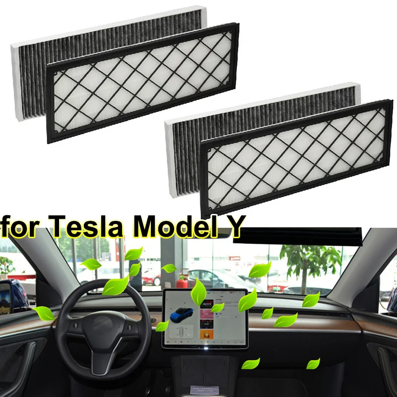Für Tesla Model Y HW4.0 2024, Lufteinlassfilter, Ersatz mit Aktivkohle, ModelY 2023, Innenraumluftfilter, HEPA-Zubehör Image
