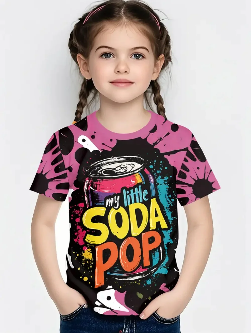 Soda Pop Abbigliamento per bambini Cartoon Stampa 3D Ragazza Manica corta Tee Kawaii Grafica Abiti estivi Ragazzo Bambino T-shirt Abbigliamento per bambini