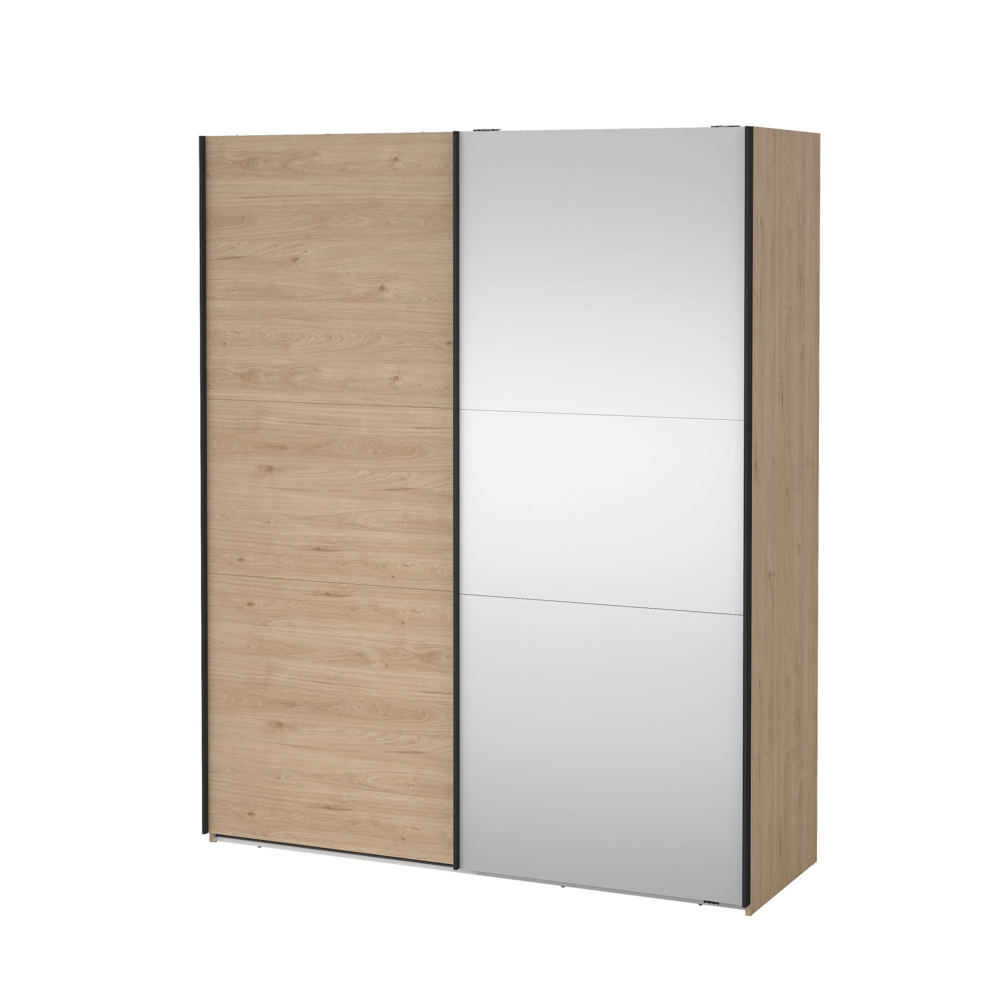 Schwebetürenschrank HOME AFFAIRE "Como, Kleiderschrank, Schlafzimmerschrank", jackson hickory, spiegel, B:178,5cm H:221cm T:66,6cm, FSC-zertifizierter Holzwerkstoff, Schränke, 1 Schwebetür, 1 Spiegelschiebetür, Kleiderstange, Einlegeboden Image