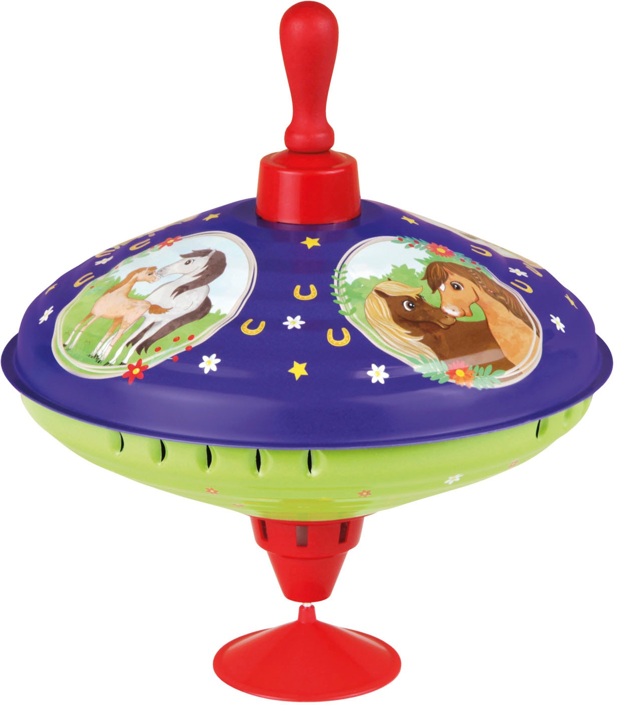 Brummkreisel LENA "Pferdetraum", grün (grün, lila), Kreisel, KinderH:21 Ø:19, Blech, Made in Europe, H:21 Ø:19 Image