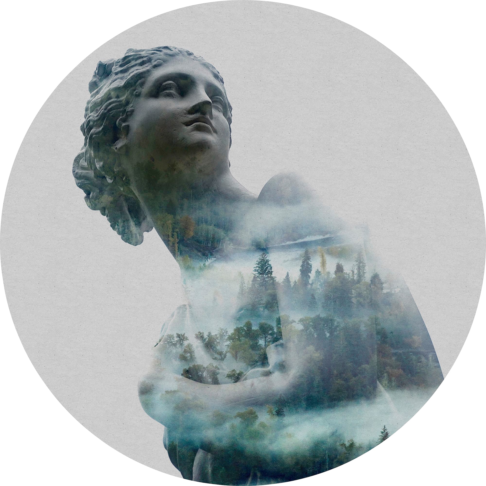 Vliestapete KOMAR "Vlies selbstklebend - Gaia - Größe 125 x 125 cm", blau (blau, weiß), B:125m L:125m, Vlies, Tapeten, Wohnzimmer, Schlafzimmer