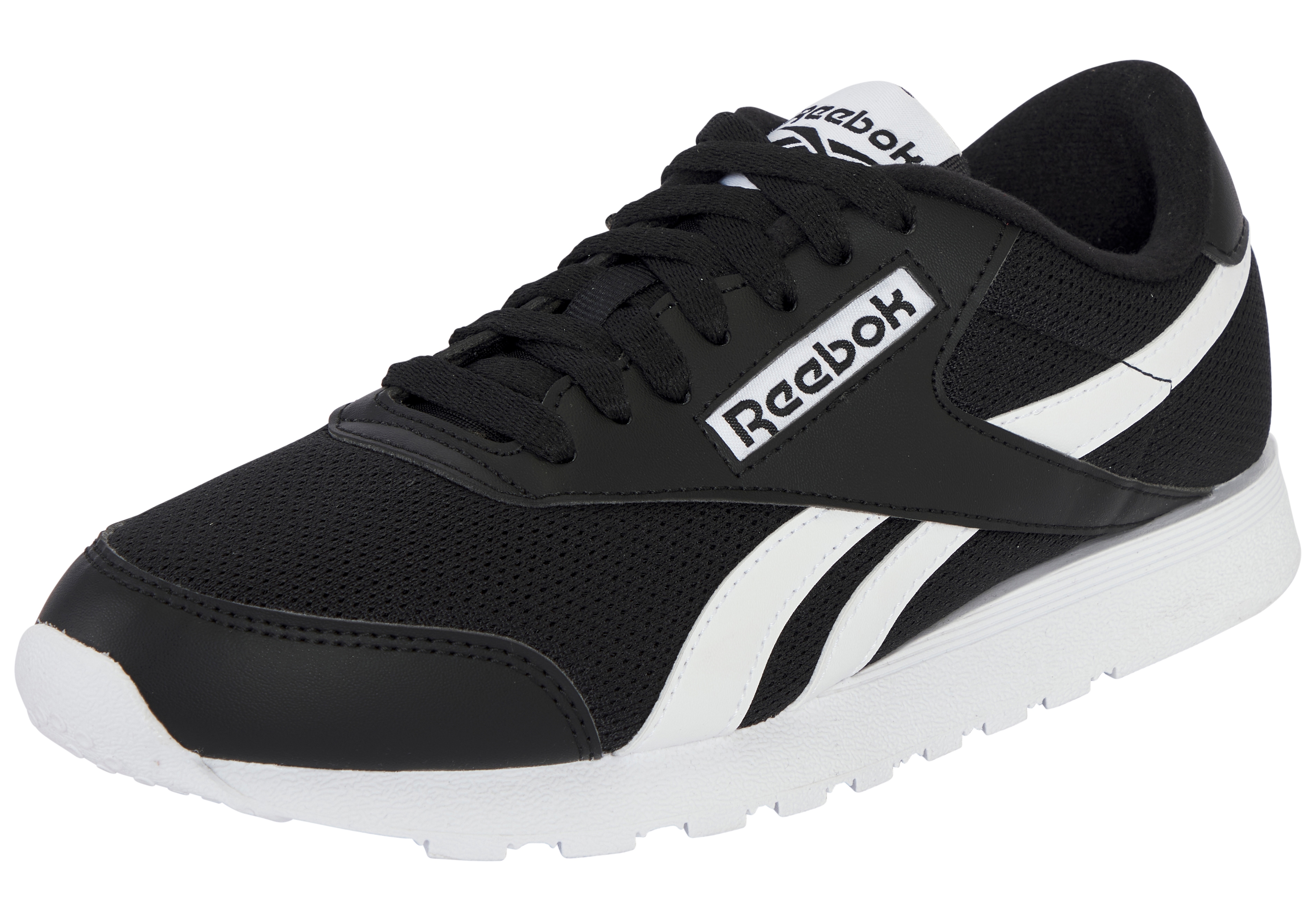 Sneaker REEBOK CLASSIC "REEBOK ROYAL PRIME RUN", Damen, Gr. 45, schwarz, weiß, weiß, Synthetik, Textil, Schuhe Sneaker