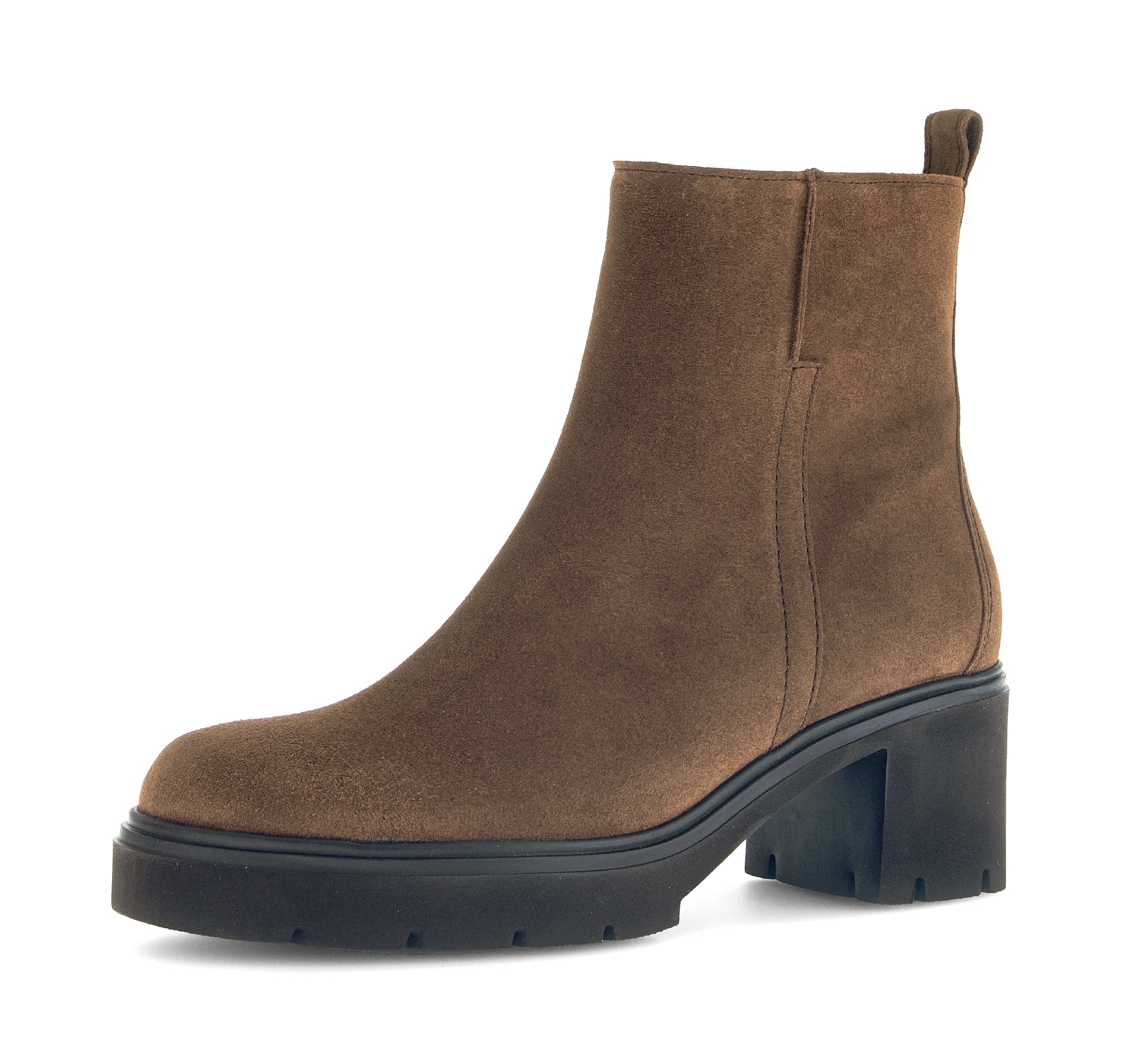 Stiefelette GABOR, Damen, Gr. 40, braun, Veloursleder, unifarben, Schuhe Stiefelette, Blockabsatz, Ankleboots, Businessboots mit dezenten Ziernähten